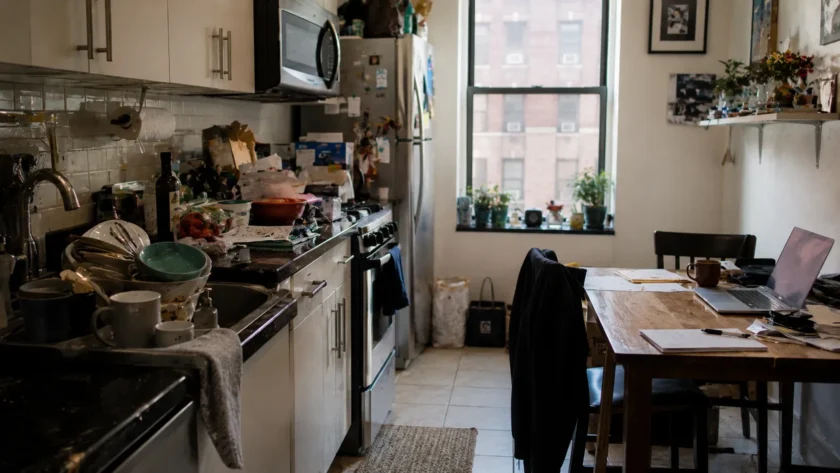 dirty kitchen of a gen z tenant